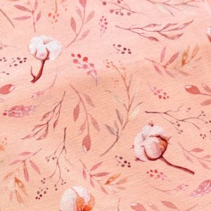 tissu jersey feuillage rose pour création artisanale de culottes