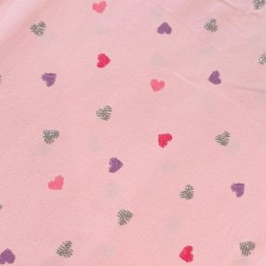 tissu jersey paillette coeur rose pour création artisanale de culottes