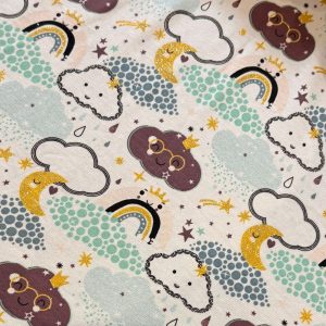 tissu jersey paillette nuage mauve pour création artisanale de culottes