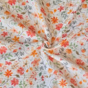 tissu double gaz summers flower pour trousse de toilette