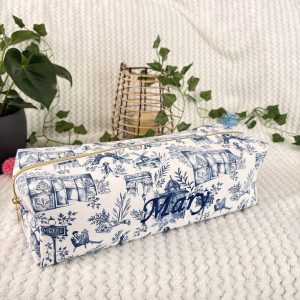 Trousse de toilette artisanale pour lisseur, avec broderie personnalisée